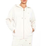 Emporio Armani EA7 Vit Sand Hoodie med Roséguld Dragkedja White, Dam