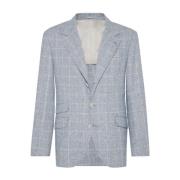 Brunello Cucinelli Prins av Wales Check Blazer Gray, Herr