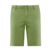 BomBoogie Slim Fit Bermuda Shorts i Stretch Bomullsgabardin Green, Her...