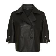 Btfcph Kort läder trenchcoat svart Black, Dam