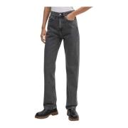 Calvin Klein Jeans High Rise Straight Jeans i Denim Grey Gray, Dam