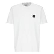 Msgm Vit Bomull T-shirt med Brodyr White, Herr