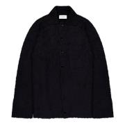 Laneus Oversized Mohair Wool Knit Shirt Black, Herr