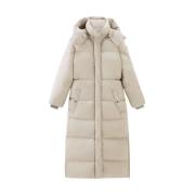 Woolrich Lång Parka i Mjölkig Kräm Beige, Dam