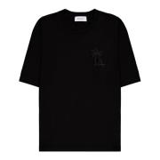 Laneus svart t-shirt med palm tryckt logotyp Black, Dam