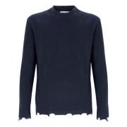 Laneus Crewneck Tröja Med Ullbrott Blue, Herr