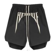 Rick Owens Svarta Bermuda Shorts med Broderad Logotyp Black, Herr