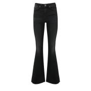 Pinko Svarta Denim Flared Byxor Black, Dam