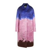 Dries Van Noten Blå Elegant Kappa Dammode Multicolor, Dam