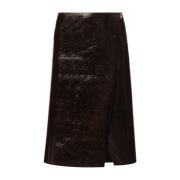 Philosophy di Lorenzo Serafini Brun Coated Ullblandning Wrap Kjol Brow...