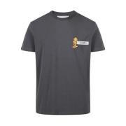 Iceberg Grå slim-fit T-shirt i stretch jersey med Garfield-tryck och l...