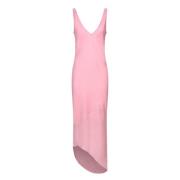 JW Anderson Rosa V-ringad Asymmetrisk Klänning Pink, Dam