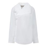 JW Anderson Vit Oversized Skjorta med Asymmetrisk Krage White, Dam