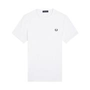 Fred Perry Sportig Bomullst-shirt med Ribbad Krage White, Herr