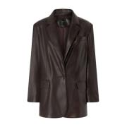 Pinko Brun Faux Läder Blazer Brown, Dam