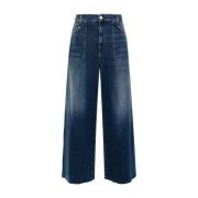 Pinko Blå Denim Wide Leg Jeans Blue, Dam