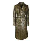 Tom Ford Grön Pythonläder Trenchcoat Green, Dam