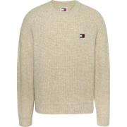 Tommy Jeans Beige Crewneck Sweater med Traditionella Detaljer Beige, H...