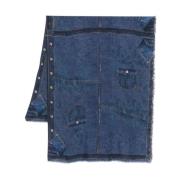 Faliero Sarti Denim Print Rektangulär Halsduk Blue, Dam