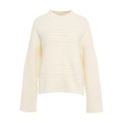 Second Female Vit Stickat Aw24 Bomull Ull Blandning Beige, Dam