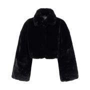 Rotate Birger Christensen Svart Faux Fur Crop Jacka Black, Dam