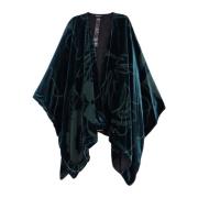 Giorgio Blommig Silke Sammet Cape Made in Italy Green, Dam