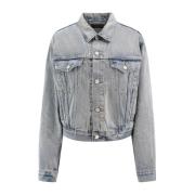 Balenciaga Denimjacka med tryck och metallknappar Blue, Dam