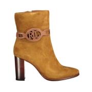 Ralph Lauren Bruna läderankelboots med dragkedja Brown, Dam