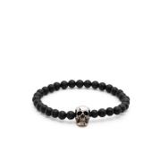 Alexander McQueen Svart Skull Pärla Stretch Armband Black, Herr