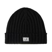 C.p. Company Blå Merinoull Logo Beanie Blue, Herr