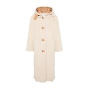 Forte Forte Beige Shearling Kappa Avtagbar Huva Beige, Dam