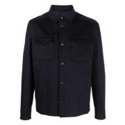 Herno Ull Cashmere Overshirt Blue, Herr