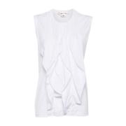 Comme des Garçons Vit Rynkad Ärmlös Topp White, Dam