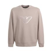 Emporio Armani Beige Crew-neck Sweatshirt med Tvåtonig Eagle Beige, He...