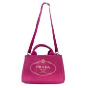 Prada Vintage Pre-owned Canvas handvskor Pink, Dam