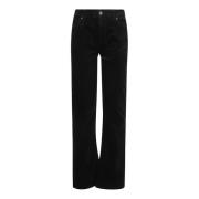 7 For All Mankind Svarta Sammet Flare Jeans Black, Dam