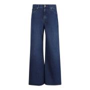 7 For All Mankind Blå Wide Leg High-Waisted Jeans Blue, Dam