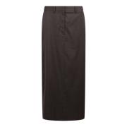 Helmut Lang Maxi Kjol med Dragkedjor Brown, Dam