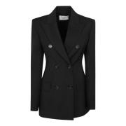 Max Mara Svart Yllejacka Peak Revers Black, Dam