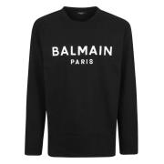 Balmain Svart bomulls-T-shirt med ikonisk logotyp Black, Herr