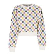 Vans Rutig Crop Crewneck Sweatshirt Vit Multicolor, Dam