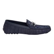 Fendi Blå Denim O`Lock Driver Loafers Blue, Herr