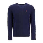 Polo Ralph Lauren Ikonisk Pony Broderi Kabelstickad Tröja Blue, Herr