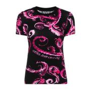 Versace Jeans Couture Svart T-shirt med bomulldetaljer Black, Dam