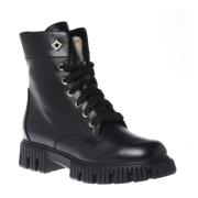 Baldinini Combat boots in black leather Black, Dam