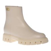 Baldinini Combat boots in vanilla leather Beige, Dam