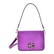 Baldinini Purple leather and suede shoulder bag Purple, Dam