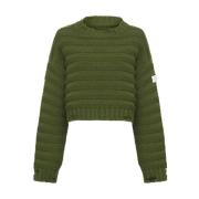 MM6 Maison Margiela Stilren Crewneck Stickat för Kvinnor Green, Dam