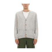 Maison Kitsuné Räv Patch Ull Cardigan Gray, Herr