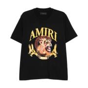 Amiri T-shirt med lejontryck och korta ärmar Black, Herr